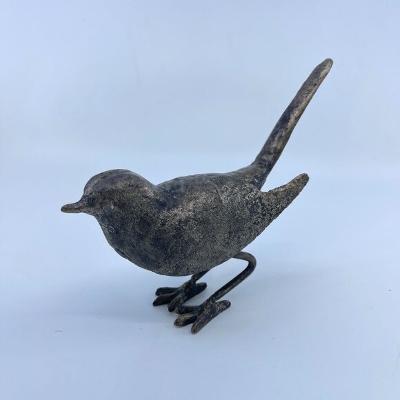 cast iron bird figurine pair with bronze patina rustic - Picture 5 of 11